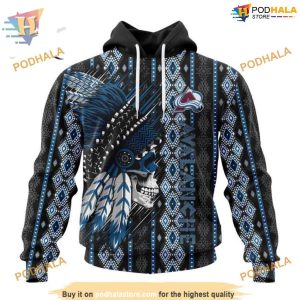 Custom Skull Native Design NHL Colorado Avalanche Hoodie 3D Sweatshirt