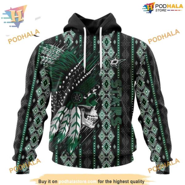 Custom Skull Native Design NHL Dallas Stars Hoodie 3D Shirt