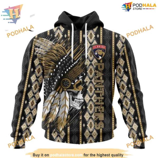 Custom Skull Native Design NHL Florida Panthers Hoodie 3D Sweatshirt