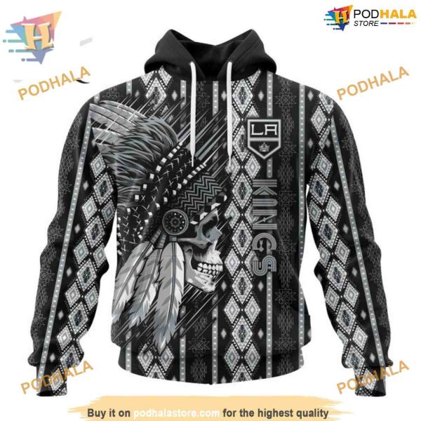 Custom Skull Native Design NHL Los Angeles Kings Hoodie 3D