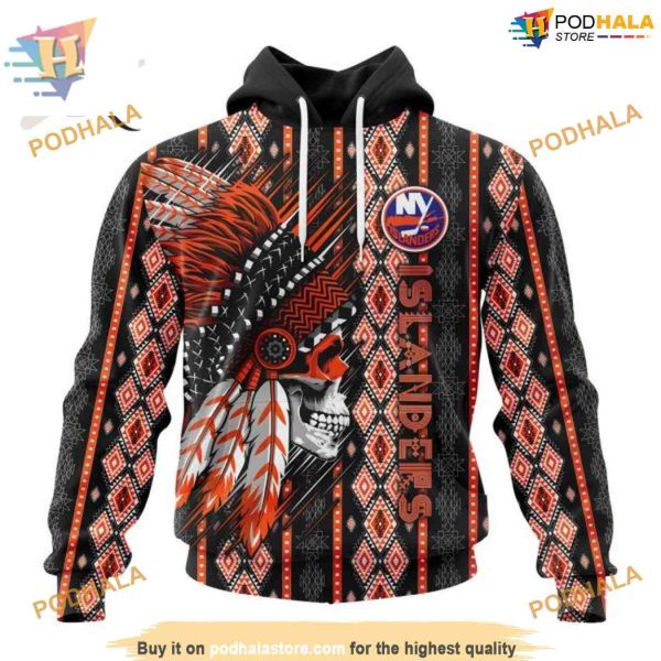 Custom Skull Native Design NHL New York Islanders Hoodie 3D