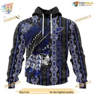 Custom Skull Native Design NHL St. Louis Blues Hoodie 3D Sweatshirt