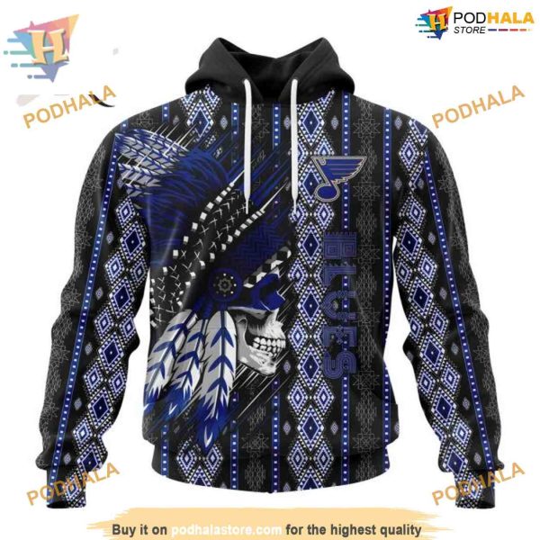 Custom Skull Native Design NHL St. Louis Blues Hoodie 3D Sweatshirt