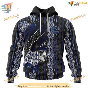 Custom Skull Native Design NHL Vancouver Canucks Hoodie 3D