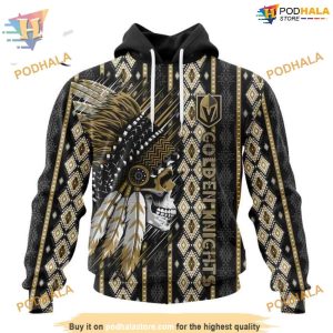 Custom Skull Native Design NHL Vegas Golden Knights Hoodie 3D Shirt