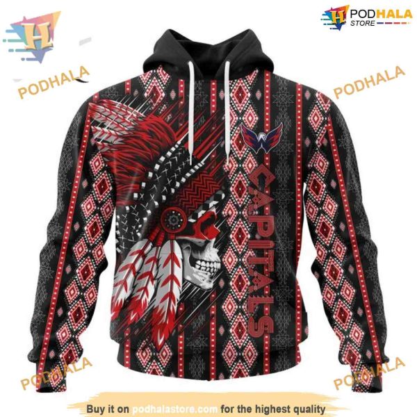 Custom Skull Native Design NHL Washington Capitals Hoodie 3D