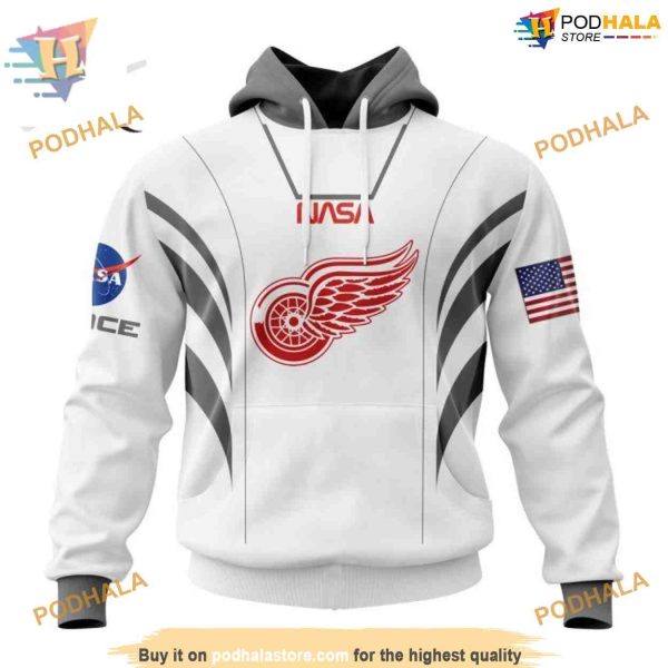 Custom Space Force NASA Astronaut Design NHL Detroit Red Wings Hoodie 3D