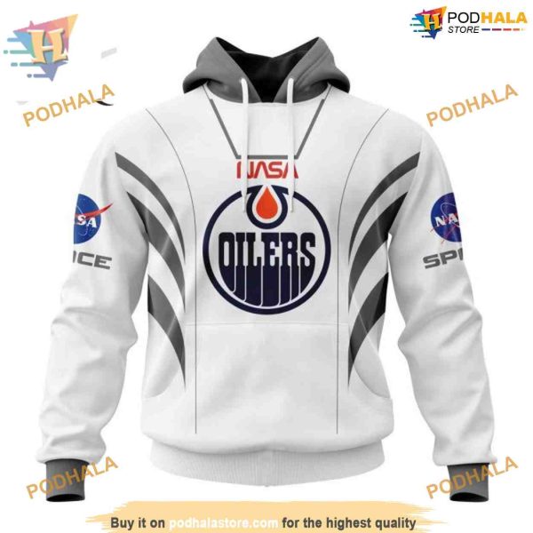 Custom Space Force NASA Astronaut Design NHL Edmonton Oilers Hoodie 3D