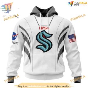 Custom Space Force NASA Astronaut Design NHL Seattle Kraken Hoodie 3D