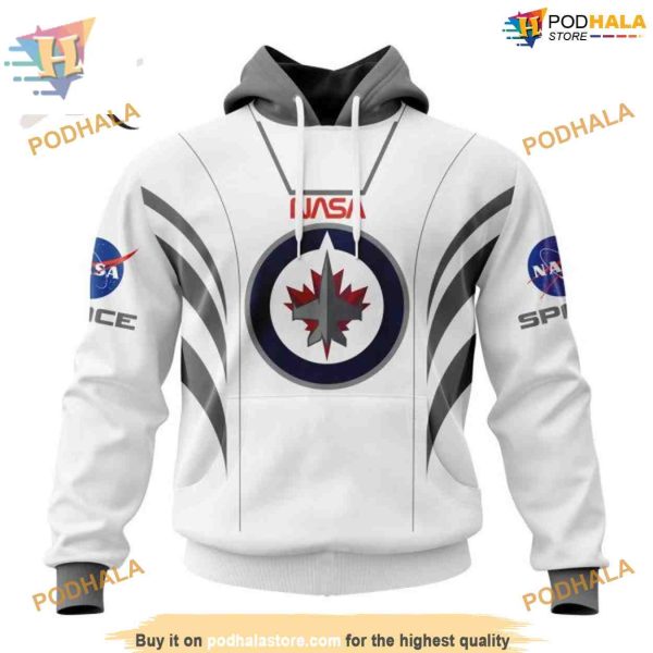 Custom Space Force NASA Astronaut Design NHL Winnipeg Jets Hoodie 3D