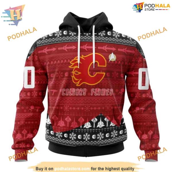 Custom Star Trek Design NHL Calgary Flames Hoodie 3D Sweatshirt