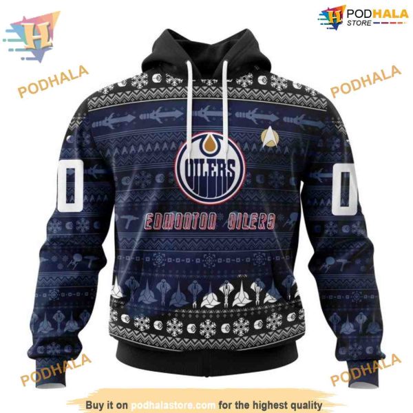 Custom Star Trek Design NHL Edmonton Oilers Hoodie 3D