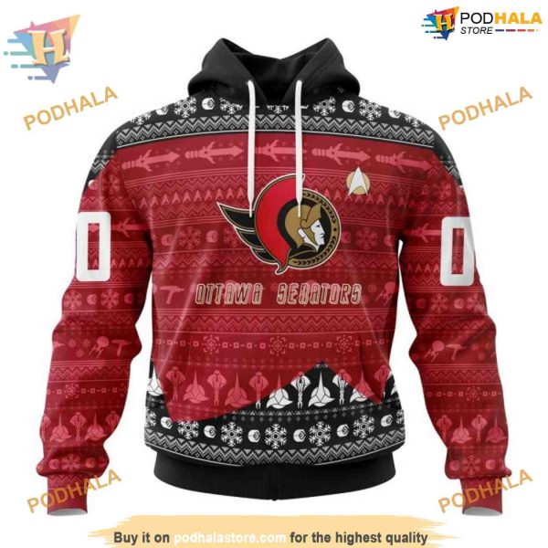 Custom Star Trek Design NHL Ottawa Senators Hoodie 3D