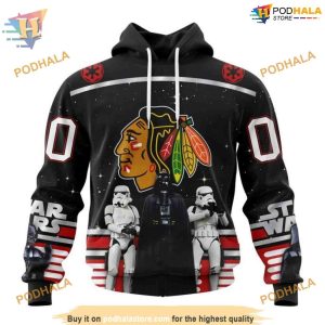 Custom Star Wars Design May The 4th Be With You NHL Chicago Blackhawks Hoodie 3D