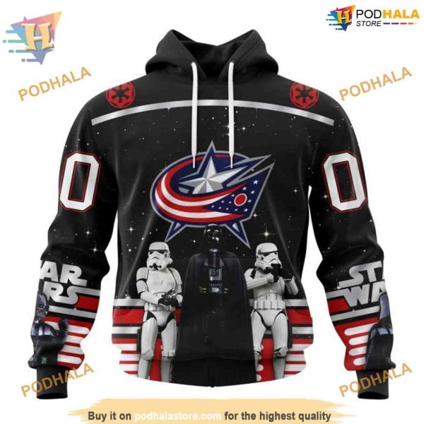 Custom Star Wars Design May The 4th Be With You NHL Columbus Blue Jackets Hoodie 3D