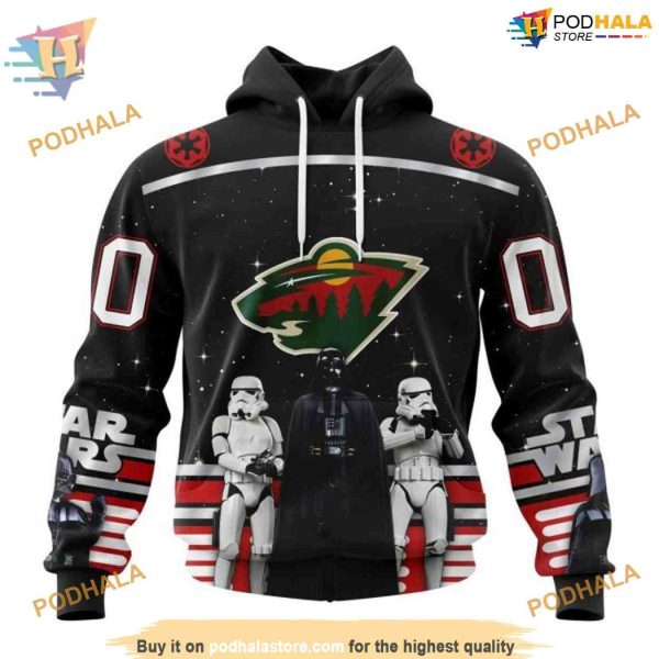 Custom Star Wars Design May The 4th Be With You NHL Minnesota Wild Hoodie 3D