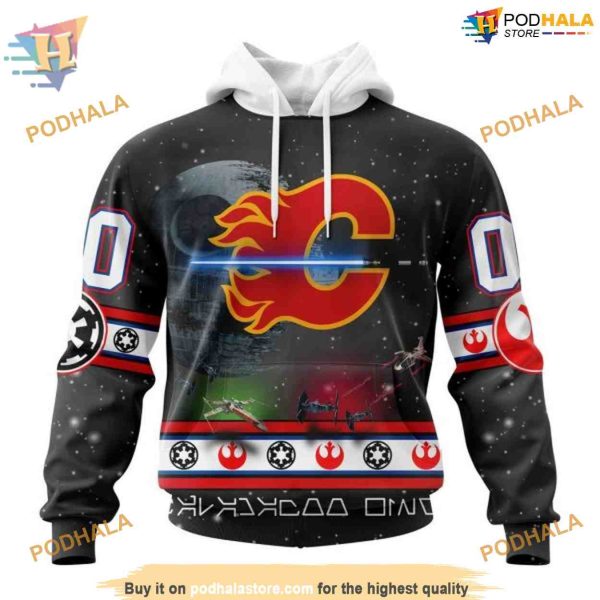 Custom Star Wars Design NHL Calgary Flames Hoodie 3D Sweatshirt