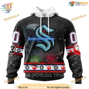 Custom Star Wars Design NHL Seattle Kraken Hoodie 3D