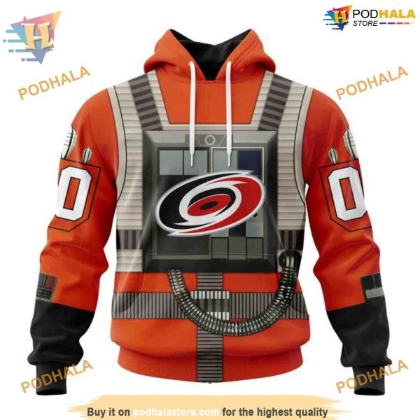 Custom Star Wars Rebel Pilot Design NHL Carolina Hurricanes Hoodie 3D