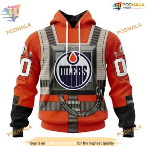 Custom Star Wars Rebel Pilot Design NHL Edmonton Oilers Hoodie 3D