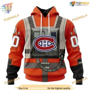 Custom Star Wars Rebel Pilot Design NHL Montreal Canadiens Hoodie 3D