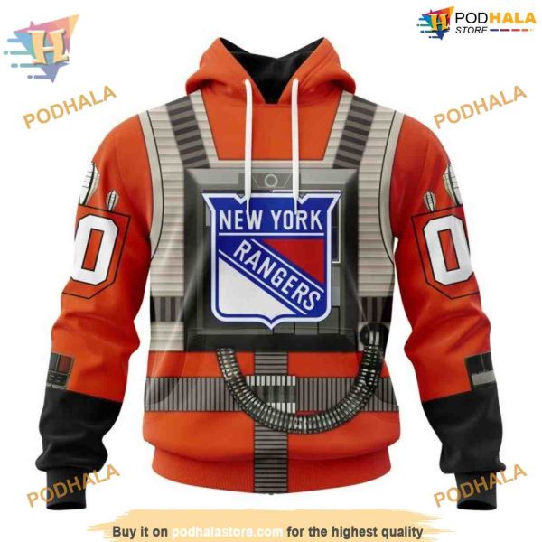 Custom Star Wars Rebel Pilot Design NHL New York Rangers Hoodie 3D