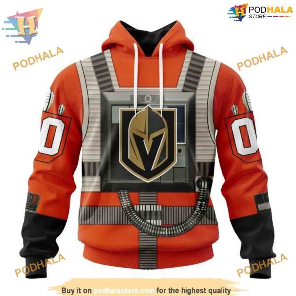 Custom Star Wars Rebel Pilot Design NHL Vegas Golden Knights Hoodie 3D