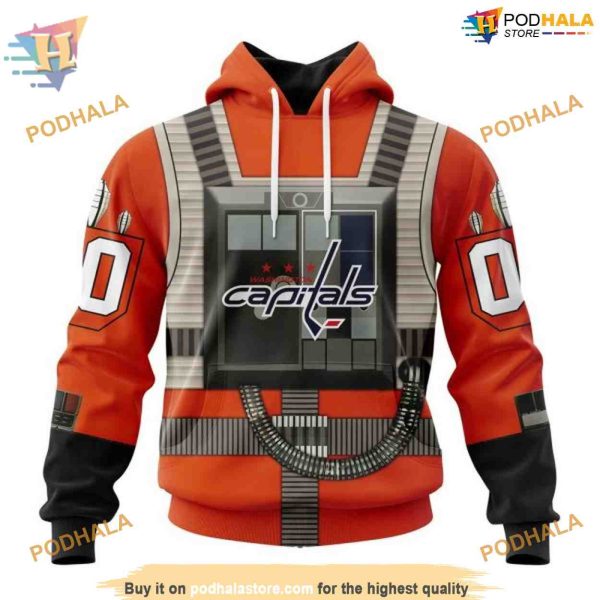 Custom Star Wars Rebel Pilot Design NHL Washington Capitals Hoodie 3D