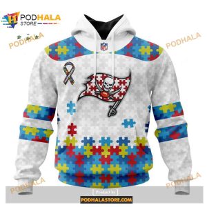 Custom Tampa Bay Buccaneers Special Autism Puzzle Game White NFL Hoodie 3D