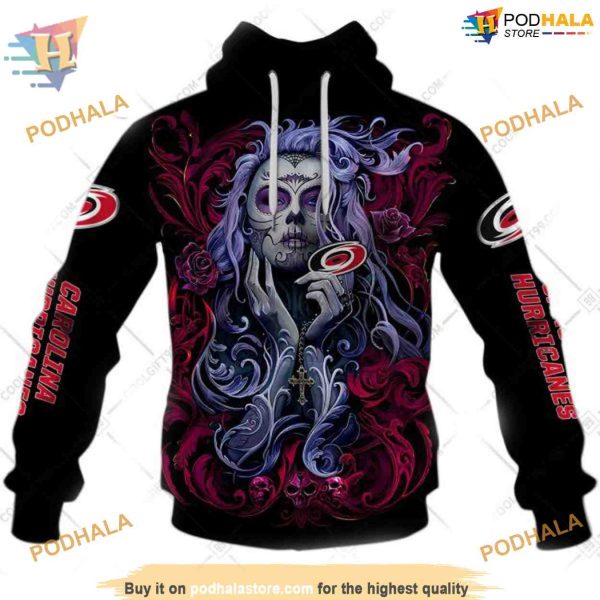 Custom Tattoo Girl Artwork 2023 Unisex NHL Carolina Hurricanes Hoodie 3D Sweatshirt