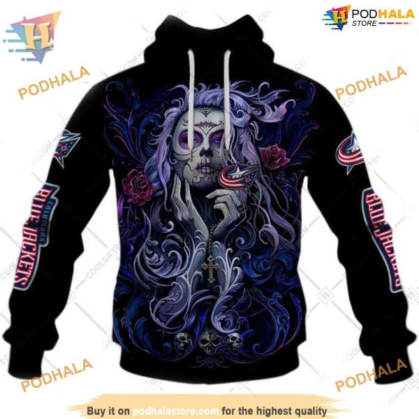 Custom Tattoo Girl Artwork 2023 Unisex NHL Columbus Blue Jackets Hoodie 3D