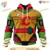 Custom Teenage Mutant Ninja Turtles Design NHL Calgary Flames Hoodie 3D Sweatshirt