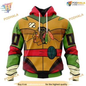 Custom Teenage Mutant Ninja Turtles Design NHL Chicago Blackhawks Hoodie 3D