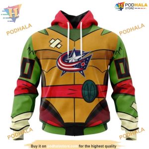 Custom Teenage Mutant Ninja Turtles Design NHL Columbus Blue Jackets Hoodie 3D