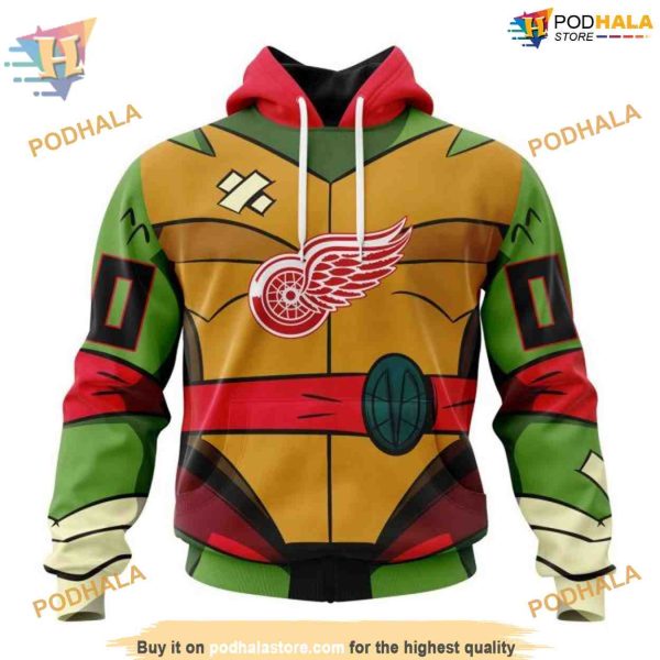 Custom Teenage Mutant Ninja Turtles Design NHL Detroit Red Wings Hoodie 3D