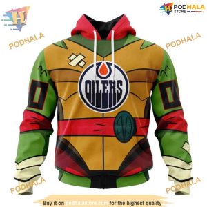 Custom Teenage Mutant Ninja Turtles Design NHL Edmonton Oilers Hoodie 3D