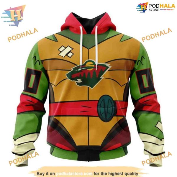 Custom Teenage Mutant Ninja Turtles Design NHL Minnesota Wild Hoodie 3D