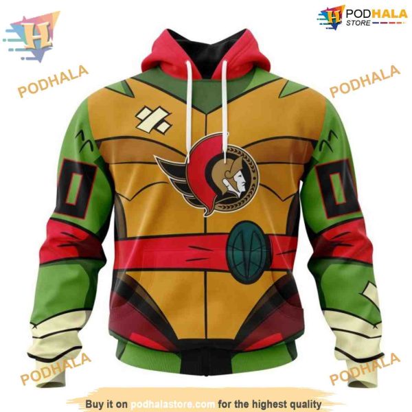 Custom Teenage Mutant Ninja Turtles Design NHL Ottawa Senators Hoodie 3D