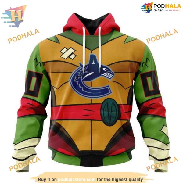 Custom Teenage Mutant Ninja Turtles Design NHL Vancouver Canucks Hoodie 3D