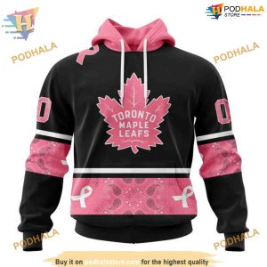 Custom Toronto Maple Leafs 3D Hoodie in Pink