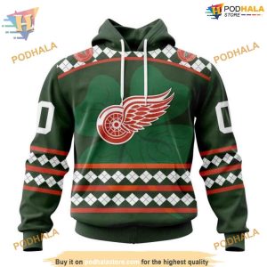 Custom Unisex Hockey Celebrate St Patrick’s Day NHL Detroit Red Wings Hoodie 3D