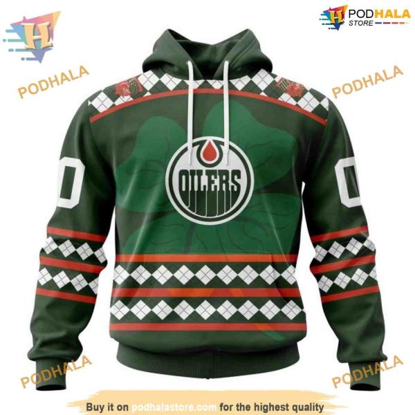 Custom Unisex Hockey Celebrate St Patrick’s Day NHL Edmonton Oilers Hoodie 3D