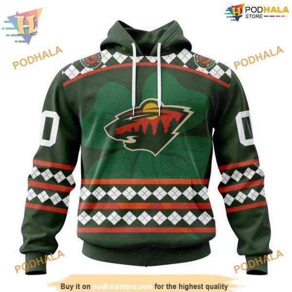 Custom Unisex Hockey Celebrate St Patrick’s Day NHL Minnesota Wild Hoodie 3D