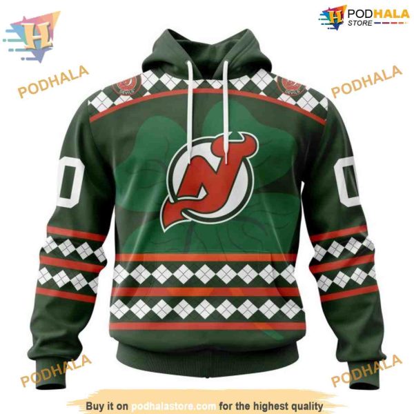 Custom Unisex Hockey Celebrate St Patrick’s Day NHL New Jersey Devils Hoodie 3D