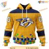 Custom Unisex Hockey Fights Against Autism NHL Nashville Predators Hoodie 3D