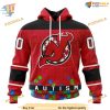 Custom Unisex Hockey Fights Against Autism NHL New Jersey Devils Hoodie 3D