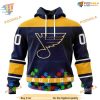 Custom Unisex Hockey Fights Against Autism NHL St. Louis Blues Hoodie 3D