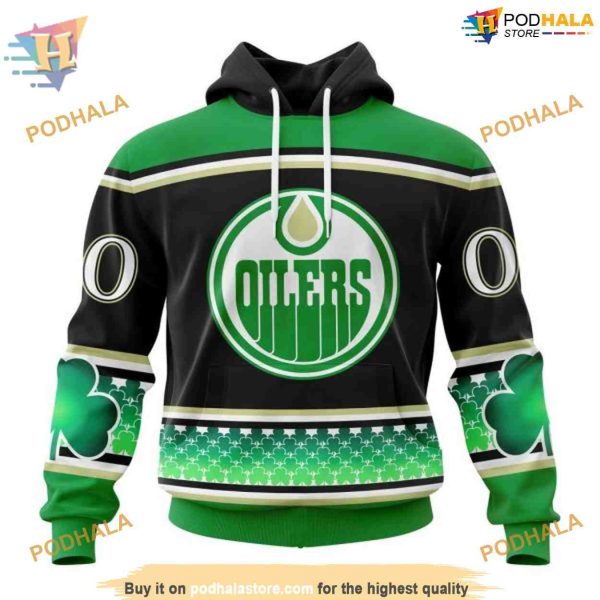 Custom Unisex Hockey St Patrick’s Day NHL Edmonton Oilers 3D Hoodie Shirt