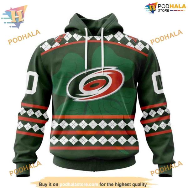 Custom Unisex Kits Hockey Celebrate St Patrick’s Day NHL Carolina Hurricanes Hoodie 3D