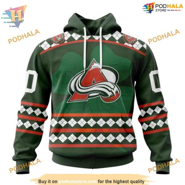 Custom Unisex Kits Hockey Celebrate St Patricks Day NHL Colorado Avalanche Hoodie 3D